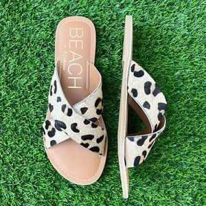 BEACH BY MATISSE Leopard Cowhair Sandal size 7